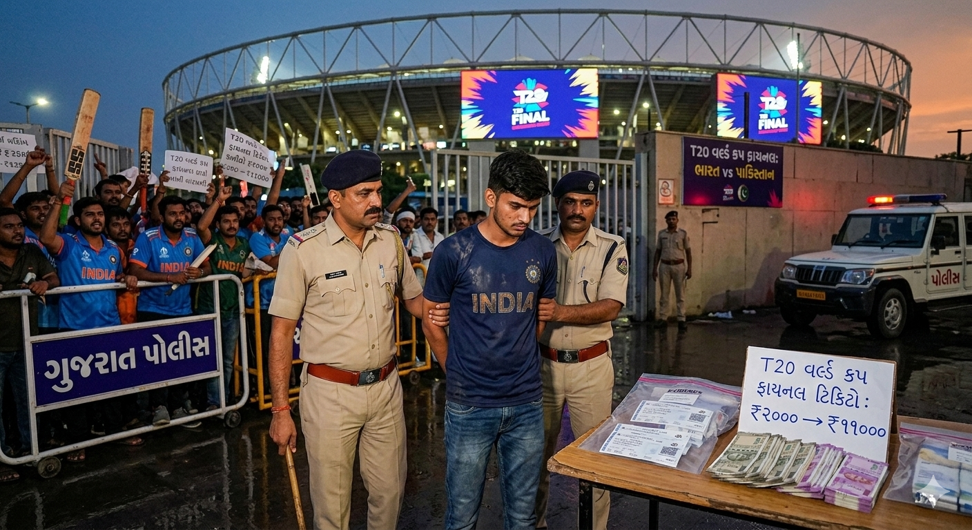 T20 વર્લ્ડ કપની ફાયનલ મેચ પહેલા ટિકિટોની કાળાબજારી, 2 હજારની ટિકિટ 11 હજારમાં વેચતો યુવક ઝડપાયો