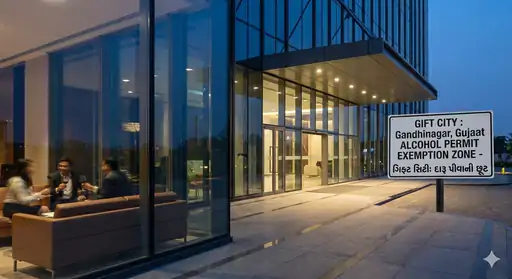 ગિફ્ટ સિટીમાં ગમે ત્યાં દારૂ પીવાની છૂટ:માત્ર ઓળખપત્ર બતાવી શરાબ પી શકશો, ગુજરાત બહારના લોકોને પરમિટમાંથી મુક્તિ