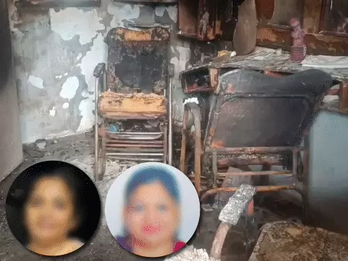 ઘરકંકાસમાં પતિએ પત્ની-સાસુને સળગાવ્યાં, CCTV:અમદાવાદમાં બ્યૂટિપાર્લરની દુકાનમાં આગના ધુમાડા વચ્ચે બૂમો સંભળાતાં મચી  દોડધામ, પત્ની-સાસુને ખસેડાયાં સિવિલ હોસ્પિટલ 