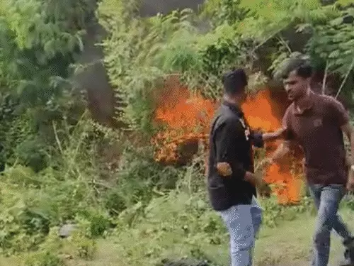 વઢવાણ-લખતર હાઇવે પર અકસ્માત, આઠનાં મોત:બે કાર ટકરાતાં આગ ફાટી નીકળી